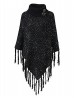 Knitted Poncho W/ Buttons and Sequins